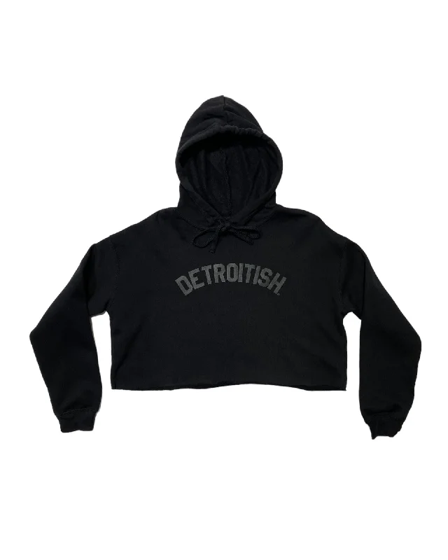 Ink Detroit Detroitish Fleece Crop Hoodie - Black on Black