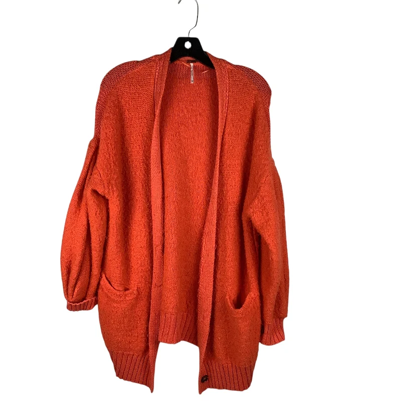 Sweater Cardigan By Free People In Orange, Size: Xs