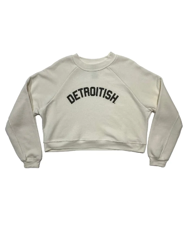 Ink Detroit - Detroitish Women's Raglan Crop Crewneck - Bone