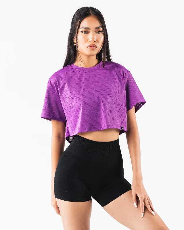 Margo Mesh Crop Tee - Blaze