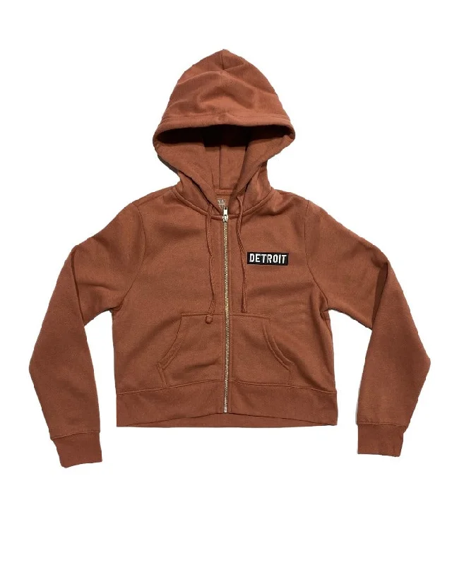 Ink Detroit- Crop Zip Up Hoodie - Desert Rose