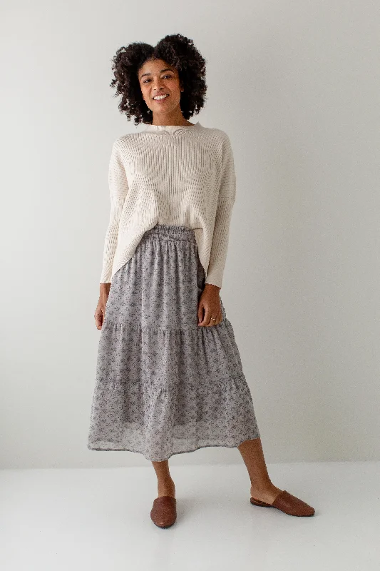 'Aviva' Printed Chiffon Midi Skirt