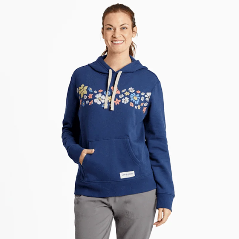 Women's Spring Wildflower Stripe Simply True Fleece Hoodie