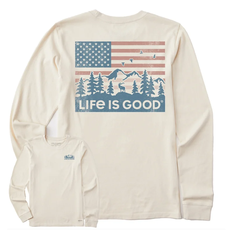 Women's Flag Mountain Scene Long Sleeve Crusher-LITE Tee