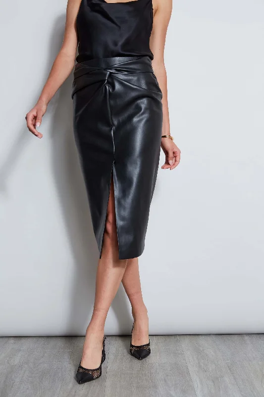 Vegan Leather Twist Skirt