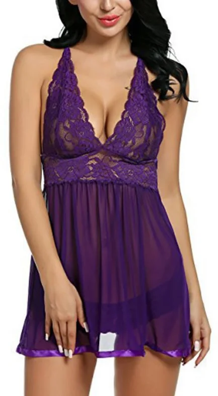 Purple Lace Hemline Babydoll