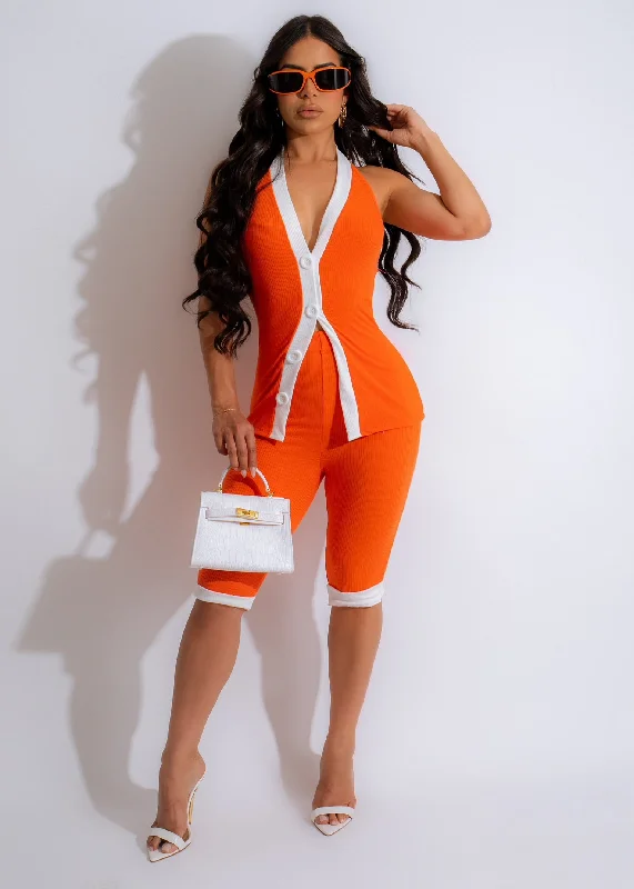 I Want It Capri Short Set Orange