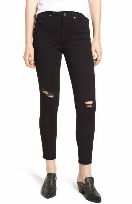 Heather Raw Hem Ripped Skinny Jeans In Black