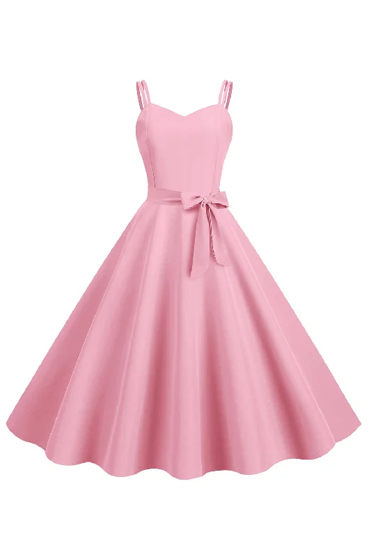 Blush Spaghetti Straps A Line 1950s Dress