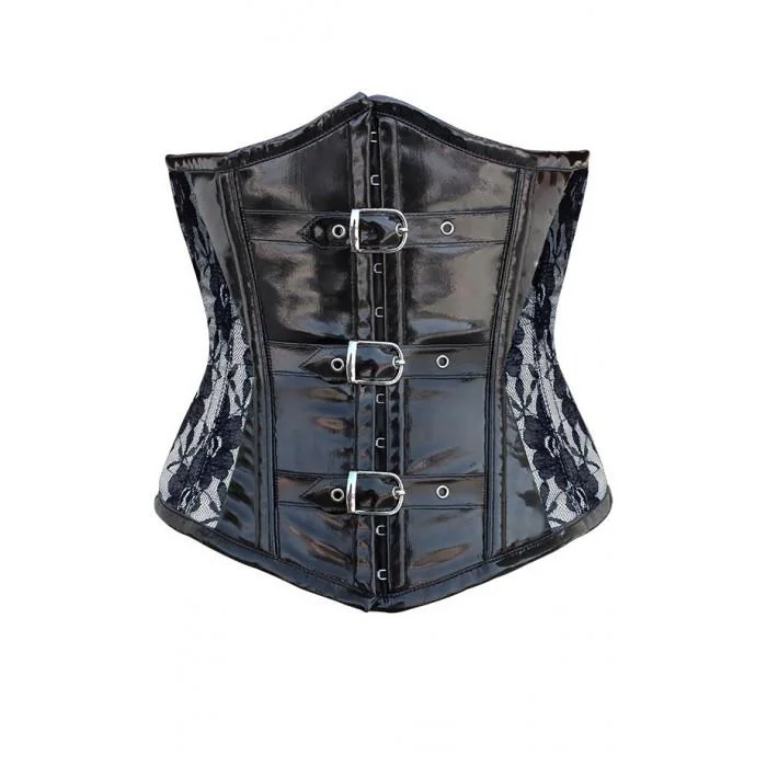 Carrick Ivory Corset With Black Lace Overlay And PVC Front