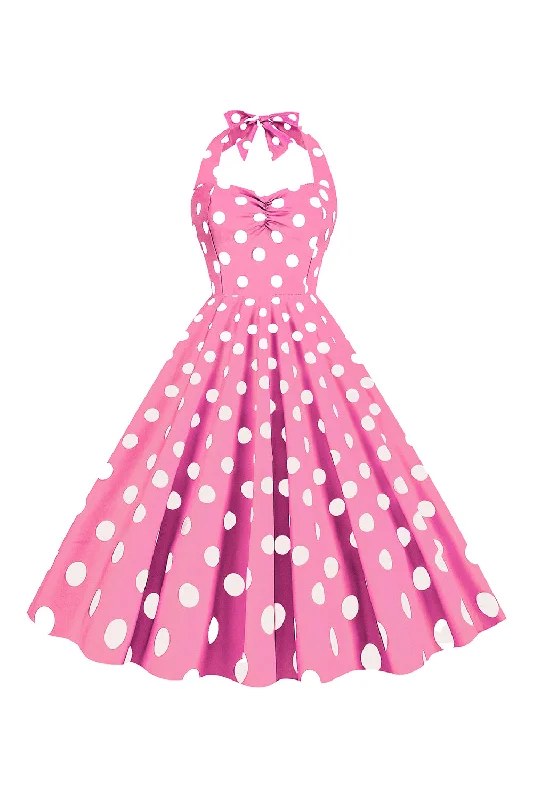 Pink Polka Dots Pin Up Vintage 1950s Dress