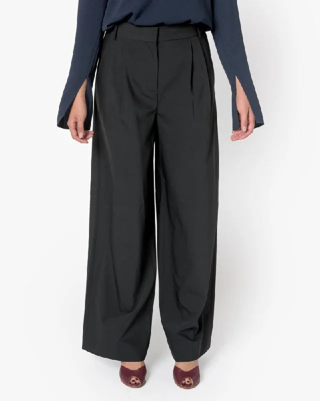 Wool Wide Leg Pant in Black