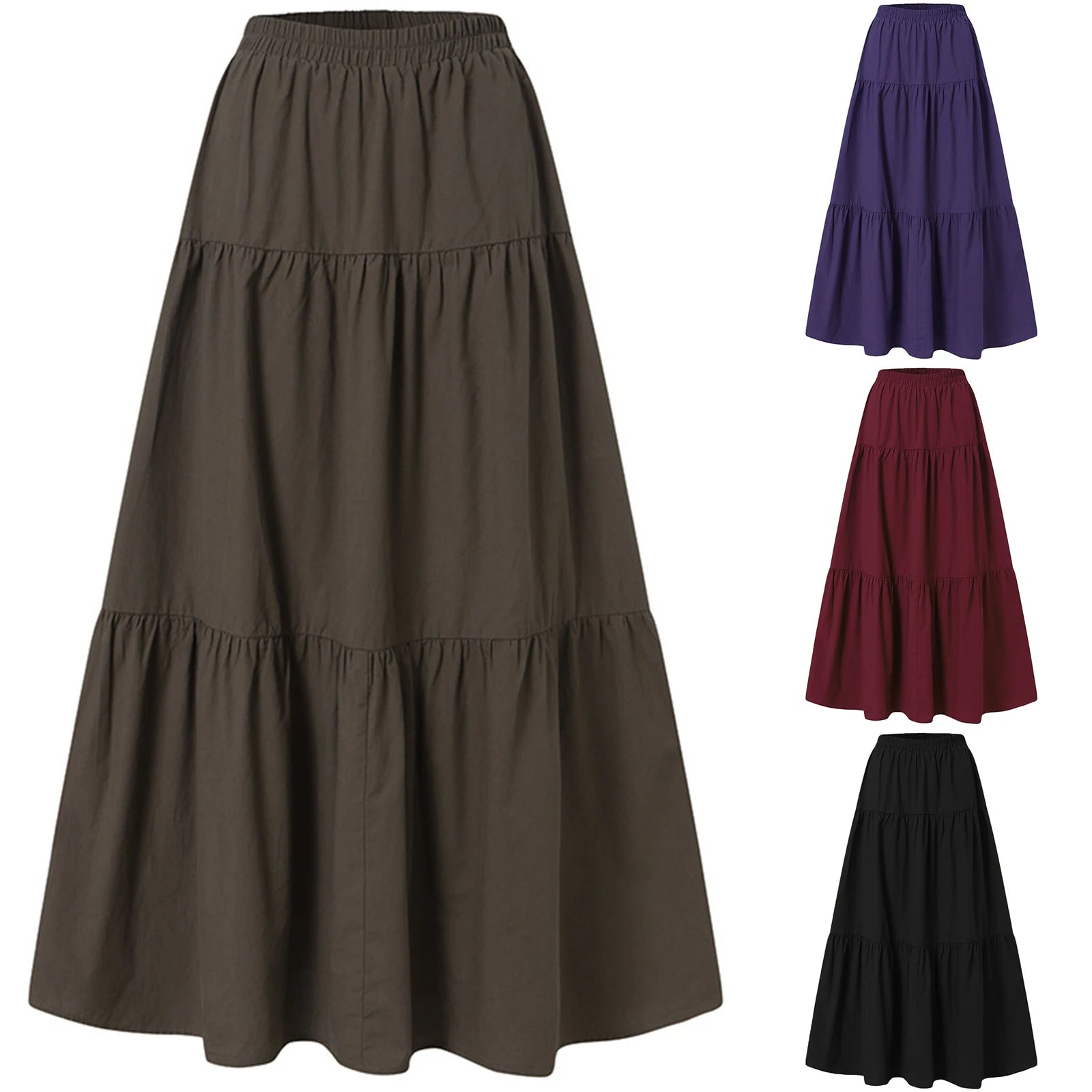 Women's Vintage Pleated Fashion Designer Long Skirts (Plus Size)