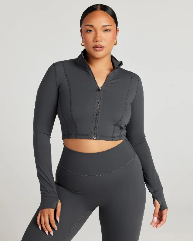 Cropped Aura Jacket - Charcoal