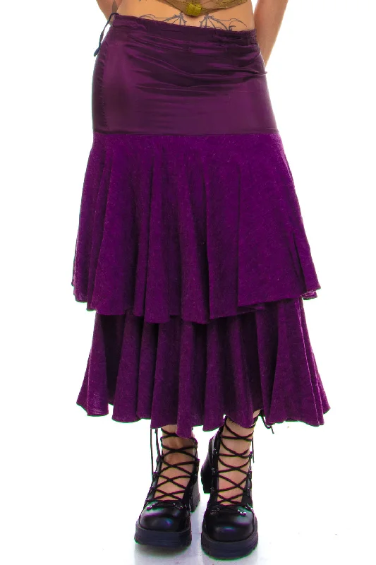 Vintage 80's Lorrie Layered Purple Skirt - S/M