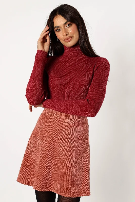 Tammy Cord Skirt - Brick