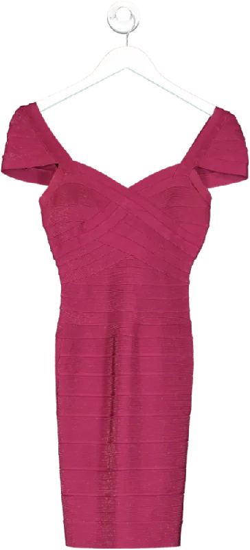 Herve Leger Red Sweetheart Bandage Dress UK XS