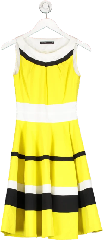 Karen Millen Yellow Contrast Panel Skater Dress UK 6