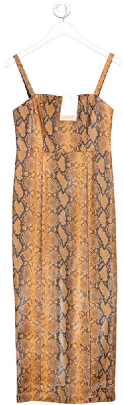 Kitri Brown Ursula Caramel Snakeskin Vinyl Dress UK 8