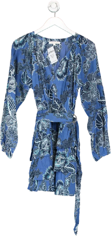 love the label Blue Leaf Print Dress UK S