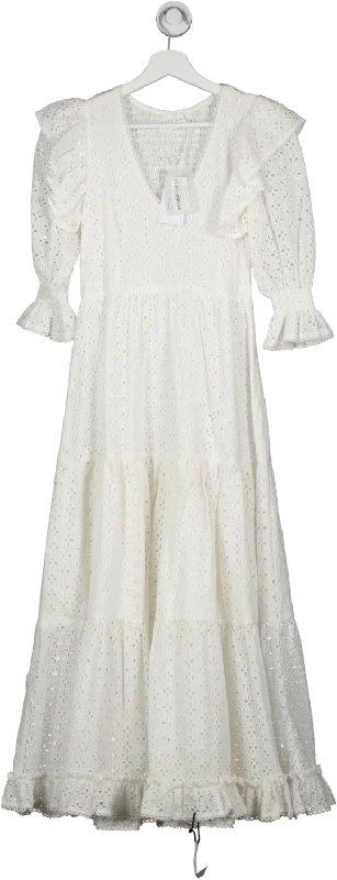 Neve & Noor London White Broderie Anglais Gayle Dress UK XS