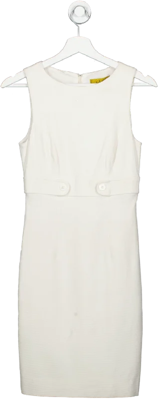 Nicole Miller Cream Sleeveless Dress With Button Detailing UK 6