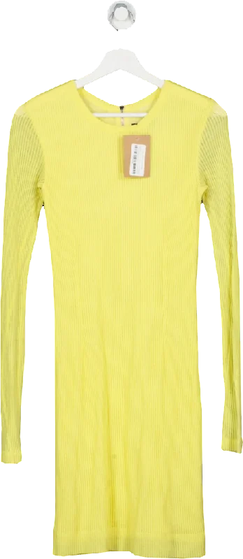 Rag & Bone Yellow Cotton Rib Knit Long Sleeve Dress UK XS