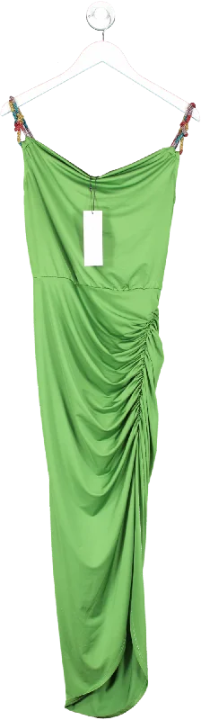 Veronica Beard Green Biava Beaded Rope Strap Dress UK XS