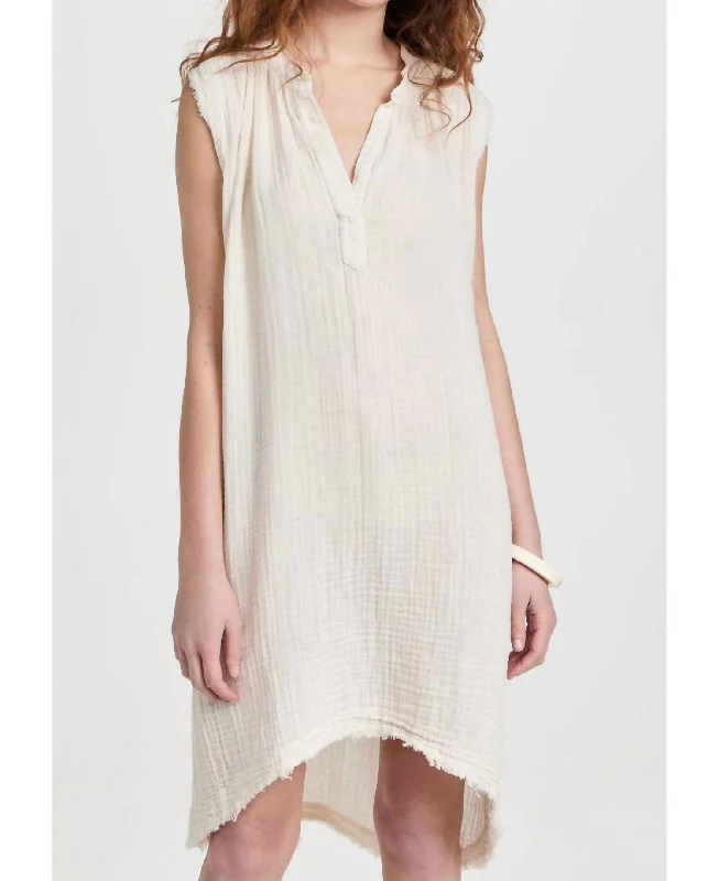 Fez Lightweight Gauze Caftan In Oatmeal