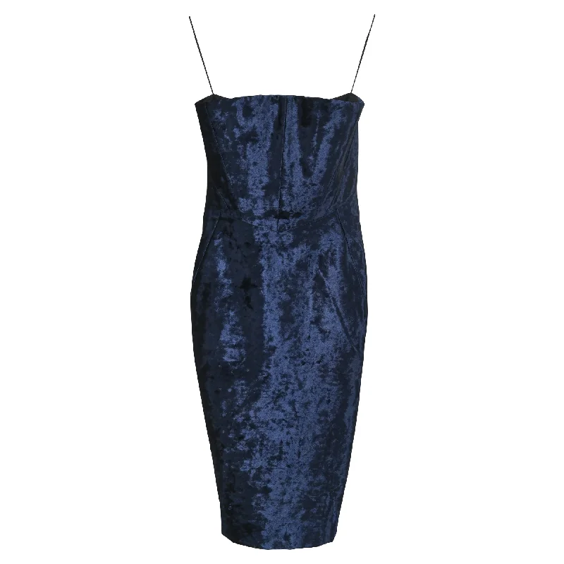 Acne Studios Strapless Midi Dress in Blue Velvet