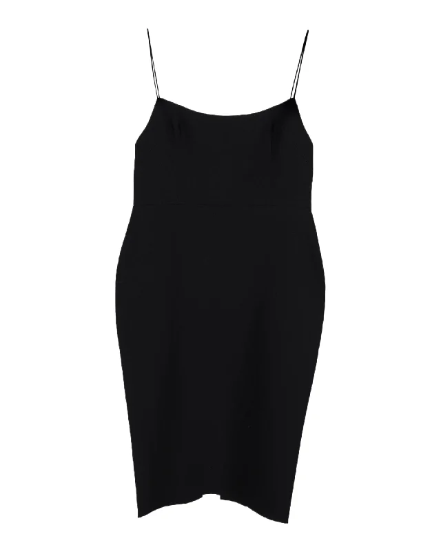 Alex Perry Square Neck Midi Dress in Black Polyester