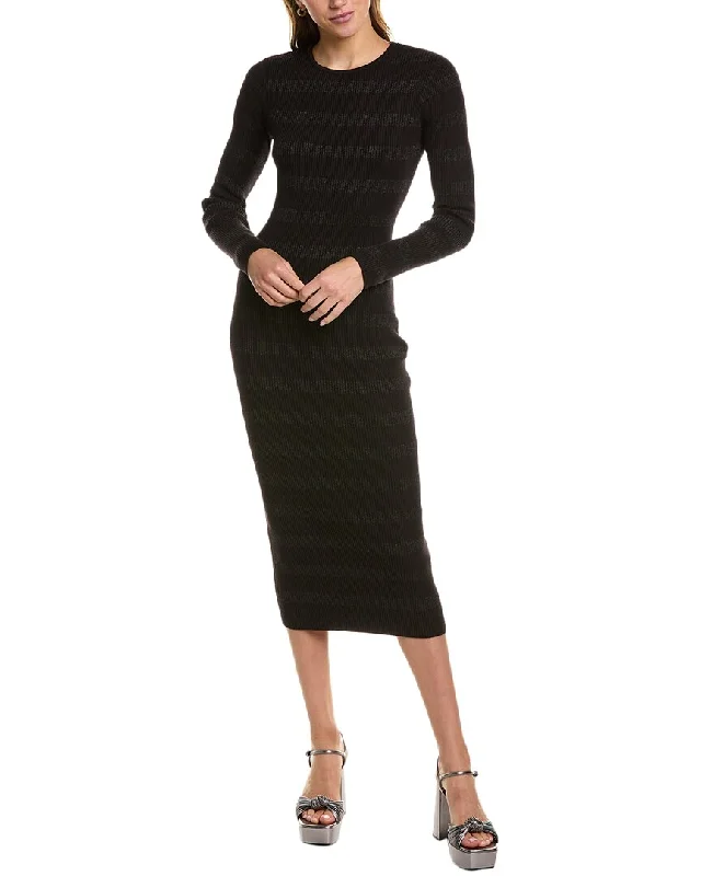 Chaser Lurex Stripe Rib Midi Dress