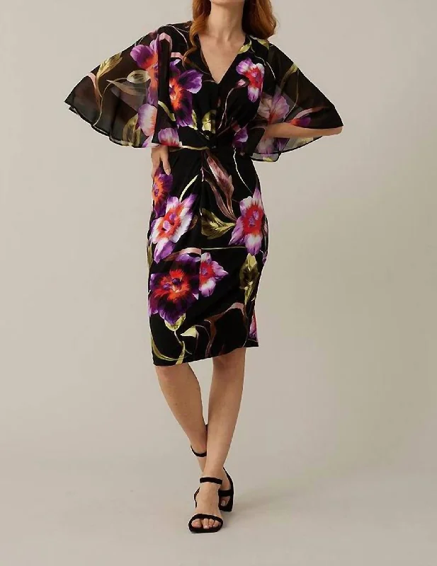 Floral Print Sheath In Multi