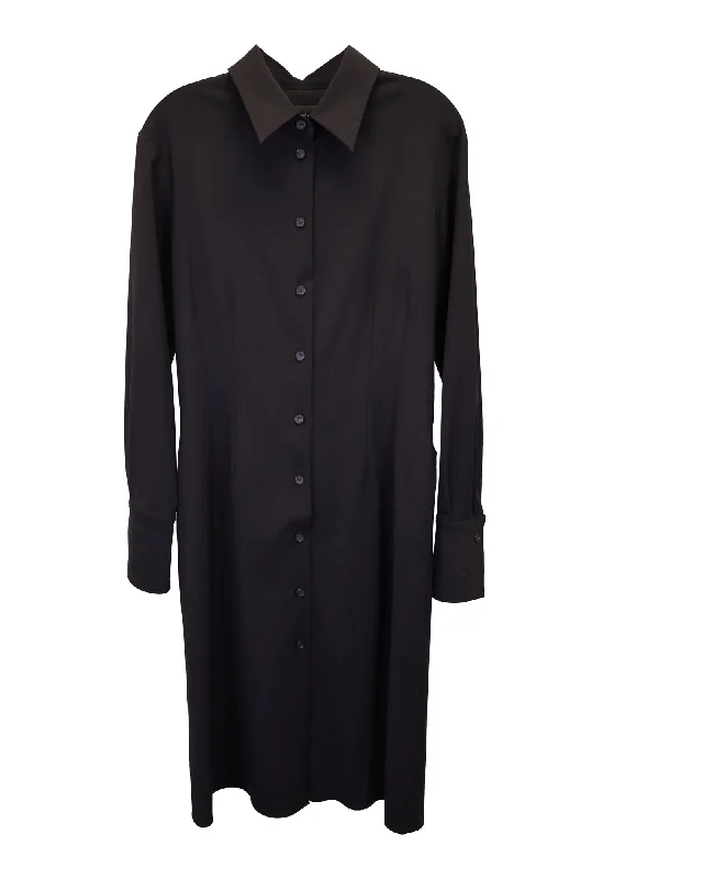 Joseph Midi Shirt Dress In Black Wool