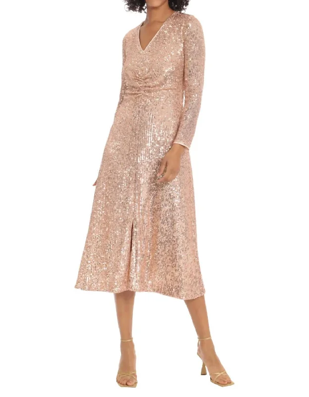 Kerry Sequin Dres in Rose Gold