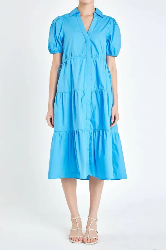 Lagoon Midi Dress In Ocean Blue