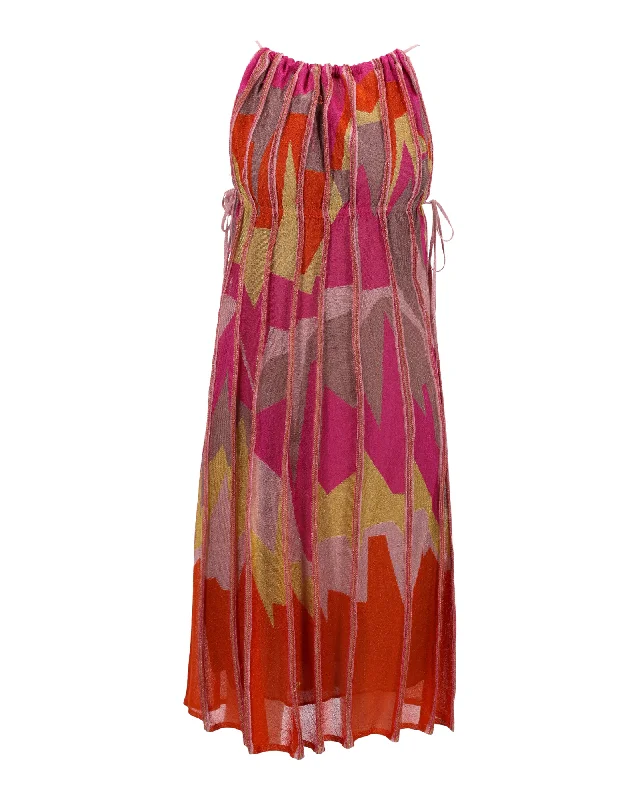 M Missoni Sleeveless Midi Dress in Multicolor Wool