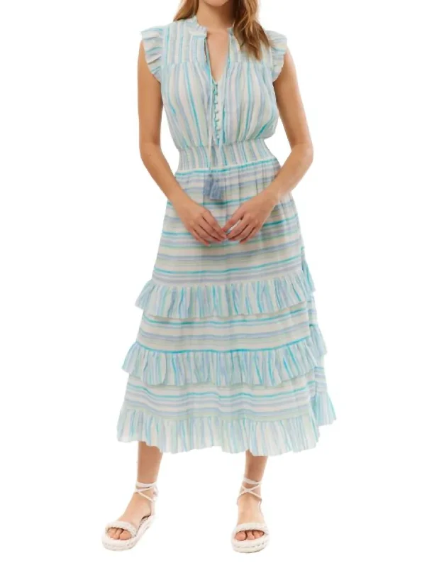 Misha Midi Dress In Blue Stripe