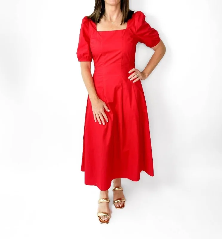 Naomi Midi Dress In Tomato Red