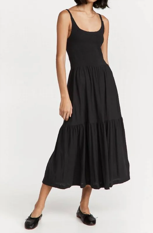 Penelope Cross Back Midi Dress In Black