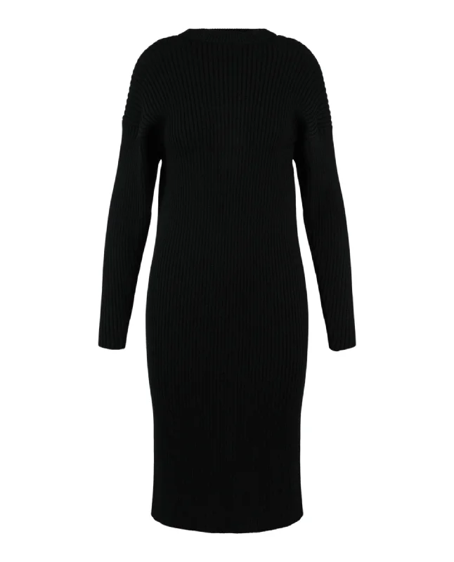 Ribbed Open Back Midi Sweater Dress