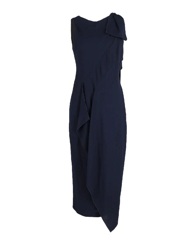 Roland Mouret Midi Dress in Navy Blue Polyester