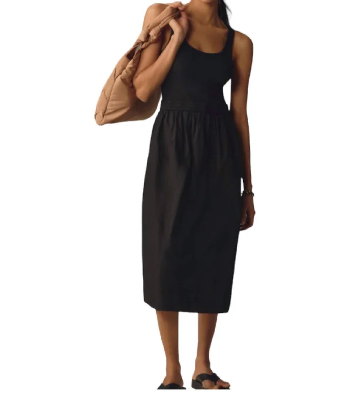 Sadelle Clean Combo Midi Dress In Jet Black