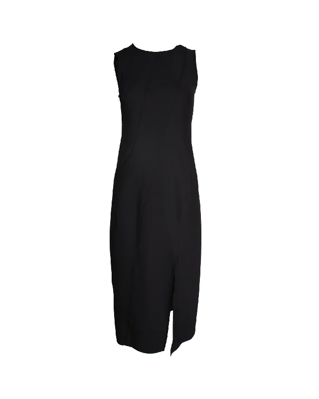 Theory Bias Seam Midi Dress in Black Polyamide