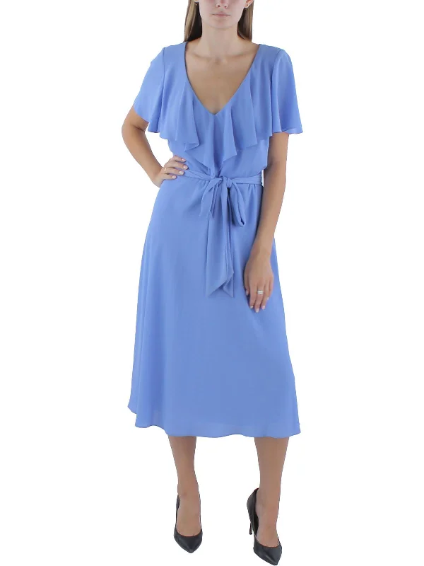 Womens Daytime Belted Midi Dress