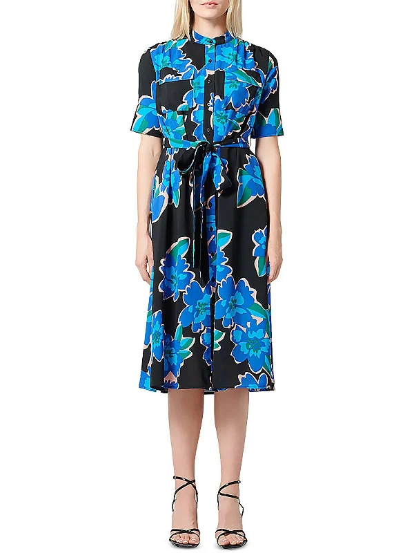 Womens Tie Waist Midi Shirtdress