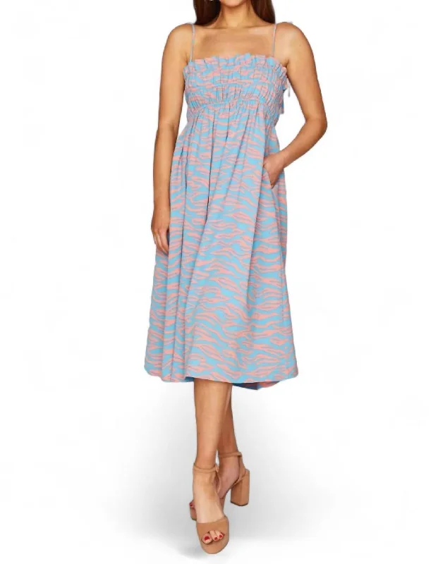 Lexi Tie Shoulder Midi Dress In Swell