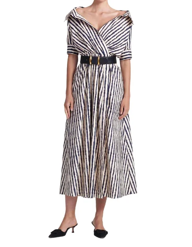 Lydia Shibori Cotton Midi Dress In Sparrow