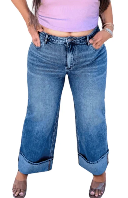 Benji Wide Cuff Jeans In Blue