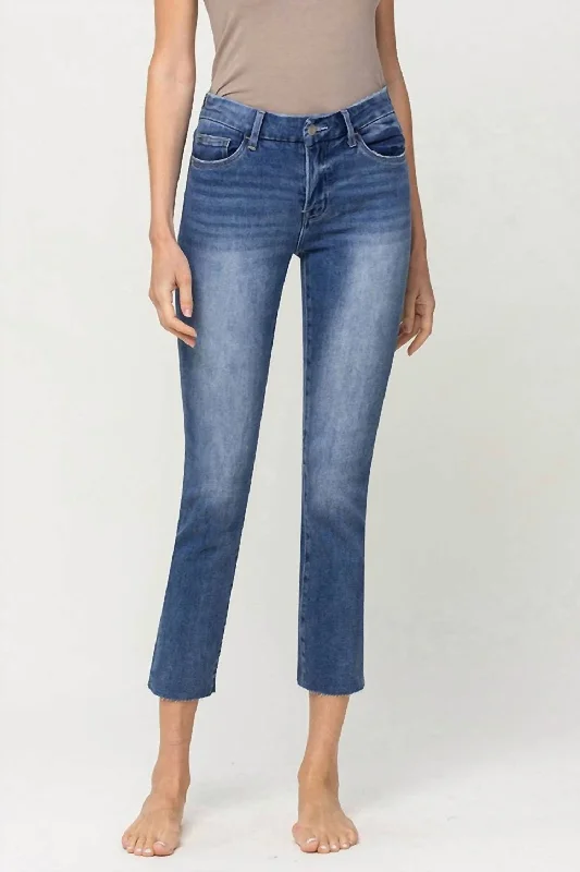 Mid-Rise Crop Slim Straight Denim Jean - Plus In Midnight